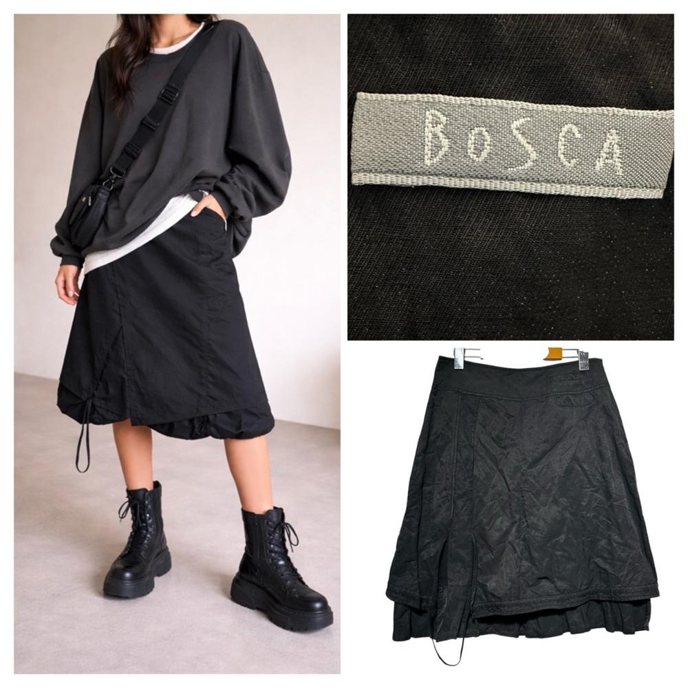 Y2K BOSCA | Black Shimmer Utility Convertible Skirt | S | Gorpcore | Streetwear
